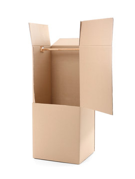 Empty wardrobe box on white background