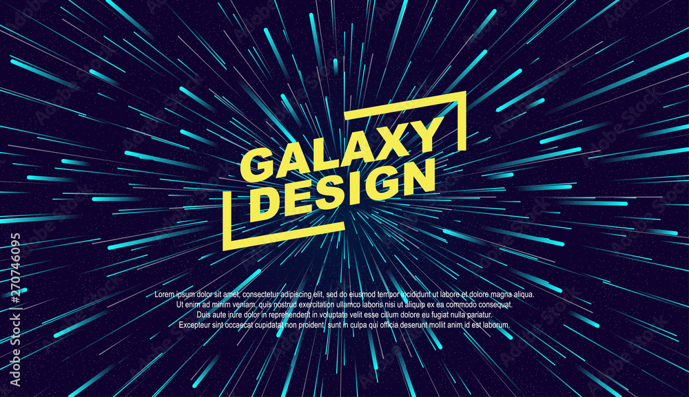 Poster vector image of space design background hyper jump in space with turquoise lines