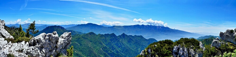 Naklejka na ściany i meble Italian Alps-panoramic view from the pass Tremalzo