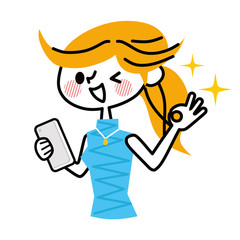 女性　スマホ　OK