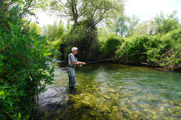 fly fisherman in the river