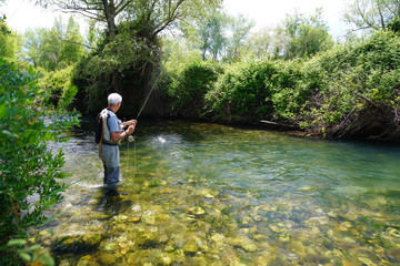 fly fisherman in the river