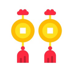 Chinese gold coin vector, Chinese lunar new year flat style icon