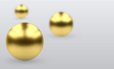 Abstract background with 3d blurred golden balls.