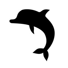 Icon jumping dolphin. Black symbol dolphin isolated on white background. Logo template. Sign dolphin. Sea symbol.