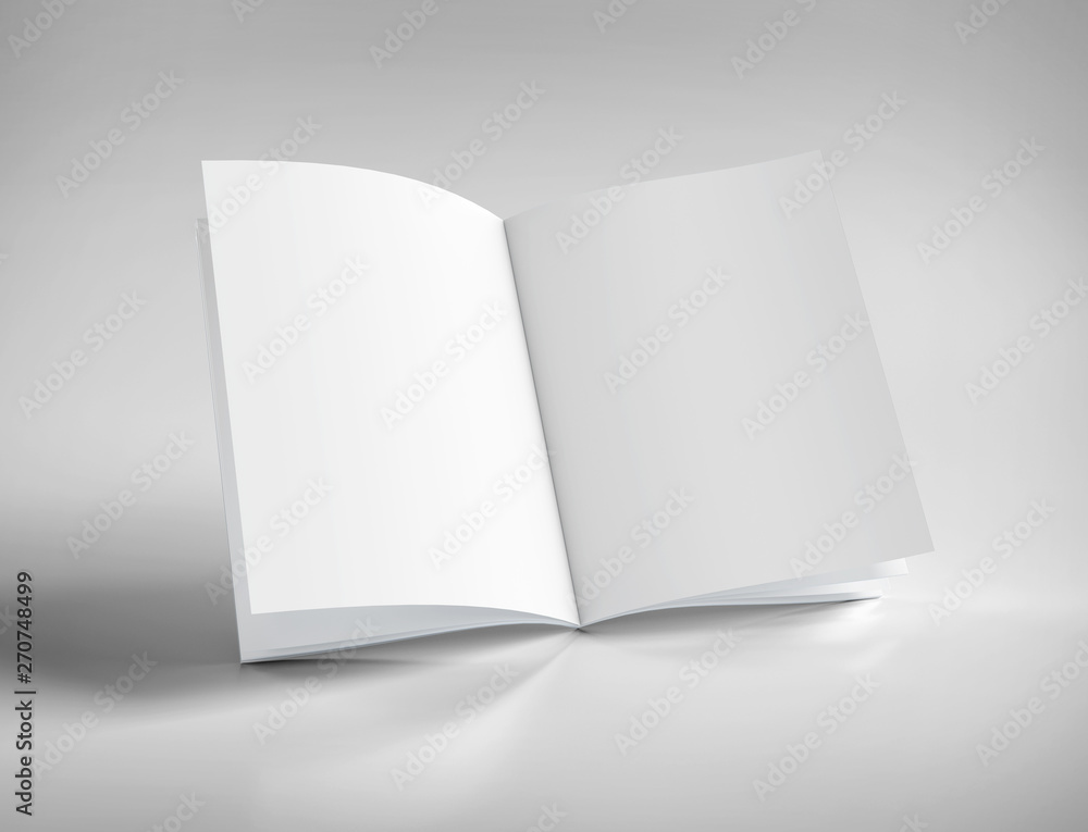 Aufkleber mock up of an open magazine - 3d rendering