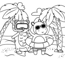 summer vacation relax cartoon vector illustration