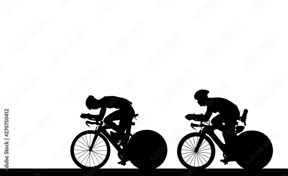 Wall mural Cycling Silhouette on white background