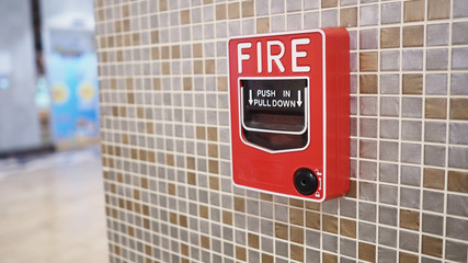 Obraz premium Emergency of Fire alarm or alert or bell warning equipment in the building for safety.