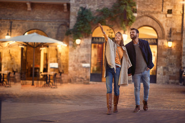 Couple in love, enjoying in beautiful on Italy together.