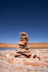 Fototapeta na wymiar stack of stones on the river