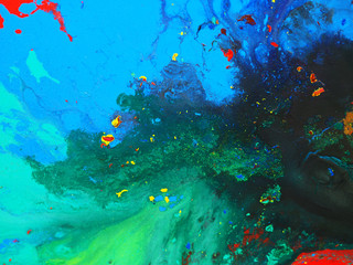 Naklejka na ściany i meble Top view colorful art abstract ocean background.