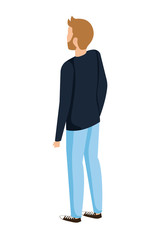 young man with beard back character
