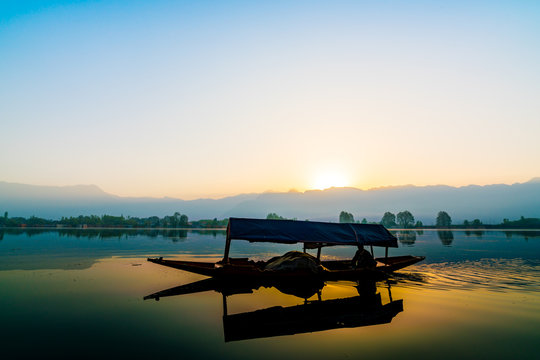 Sunrise on Dal lake, Kashmir India .