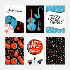Jazz festival posters, flyers, banners, greeting cards template