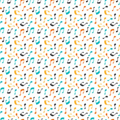 Perfect Seamless pattern with music colorful notes vector