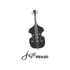 Vector double bass icon and Jazz music lettering