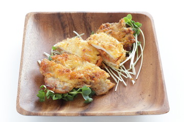 Japanese food, Pork cutlet served with radish sprout