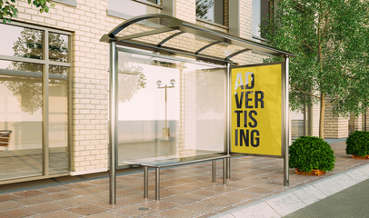 bus stop poster mockup © MclittleStock