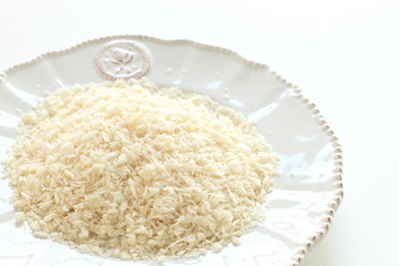 Japanese pearl rice on dish for asian food ingredient image