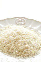 Japanese pearl rice on dish for asian food ingredient image