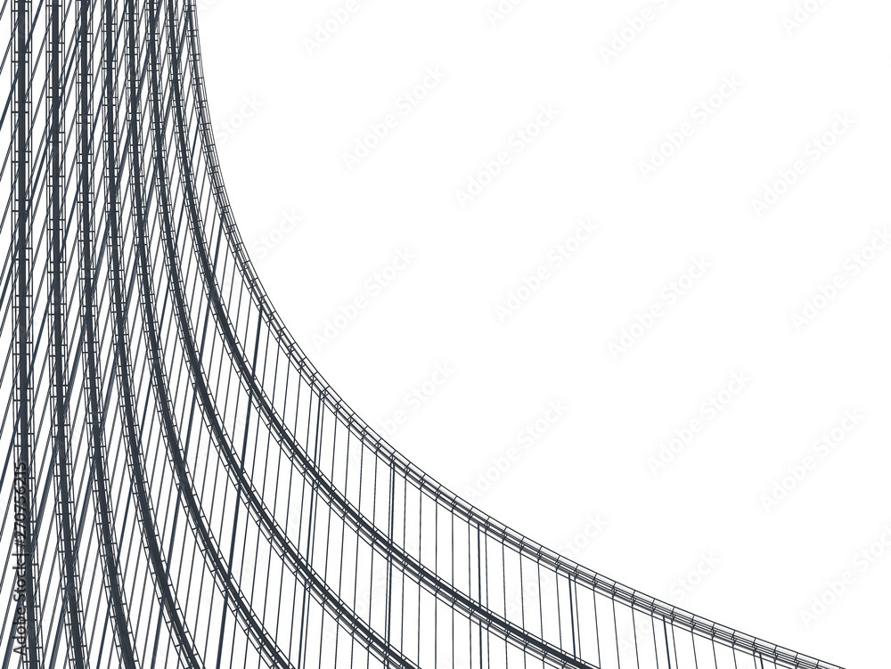 Poster Layout of curve office building, Graphic of architecture for design presentation. 3D illustrator.