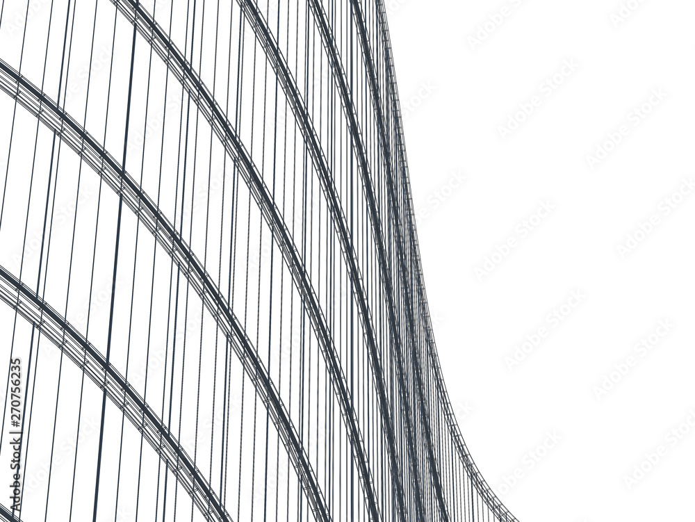 Poster Layout of curve office building, Graphic of architecture for design presentation. 3D illustrator.