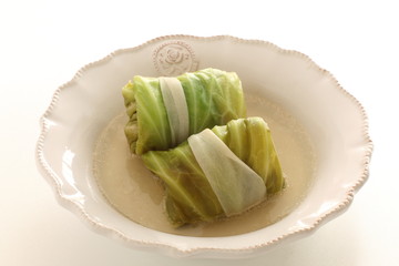 Russian food, stuffed cabbage in soup