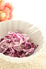 Fototapeta na wymiar Purple cabbage and sesame seed salad