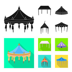 Vector design of roof and folding sign. Collection of roof and architecture vector icon for stock.