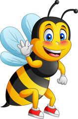 Cute bee cartoon flying. vector illustration