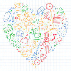 Cleaning services company vector pattern, squared notebook