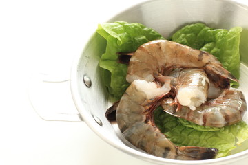 Freshness shrimp on stainless pan