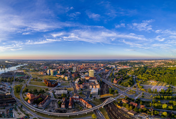 Gdańsk in the morning panorama aerial view