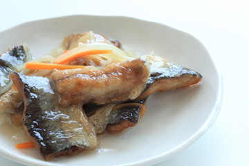 Japanese food, vinegar marinated Pacific saury