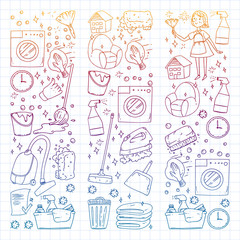 Cleaning services company vector pattern, squared notebook