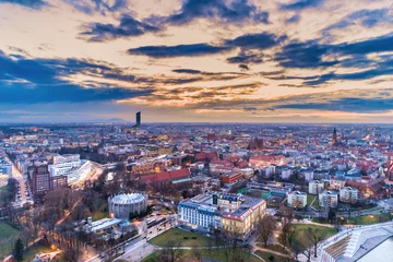 Foto op Canvas Wrocław evening panorama aerial view © Artur Kowalczyk