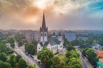 St. Karols church in Wrocław aerial view