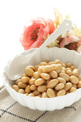 boiled soy bean with copy space