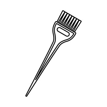 Line Art Black And White Hair Dye Brush