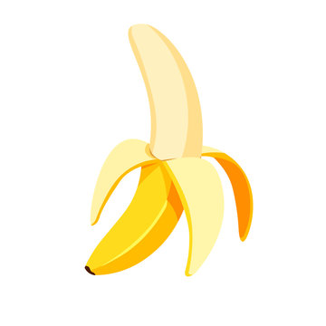 Vector banana. fresh banana fruit isolated on white background, cartoon and flat vector illustration