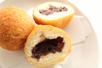 Okinawa food, red bean doughnut  for snack food image