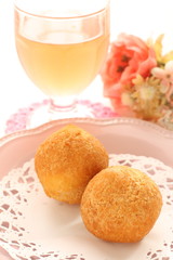 Okinawa food, red bean doughnut  for snack food image