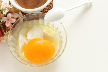Peach and Almond tofu and Chinese tea image