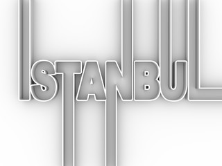 Istanbul city name in geometry style design. Creative vintage typography poster concept. 3D rendering.