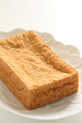 Asian food, deep fried tofu on dish