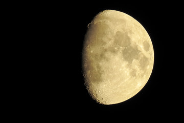 Waxing gibbous moon with clearly visible craters