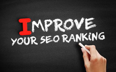 Improve Your Seo Ranking text on blackboard, business concept background
