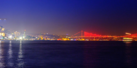 Fototapeta na wymiar Istanbul, Turkey. Night view of the Bosphorus Bridge
