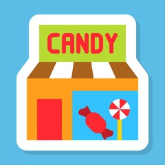 Candy shop sticker vector, Isolated flat stye icon
